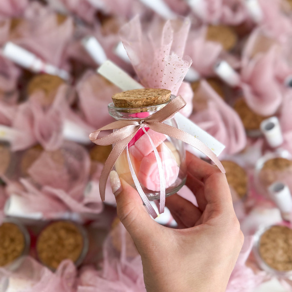 Μπομπονιέρα σε Γυάλινο Βαζάκι με Φελλό και Wax Melts
