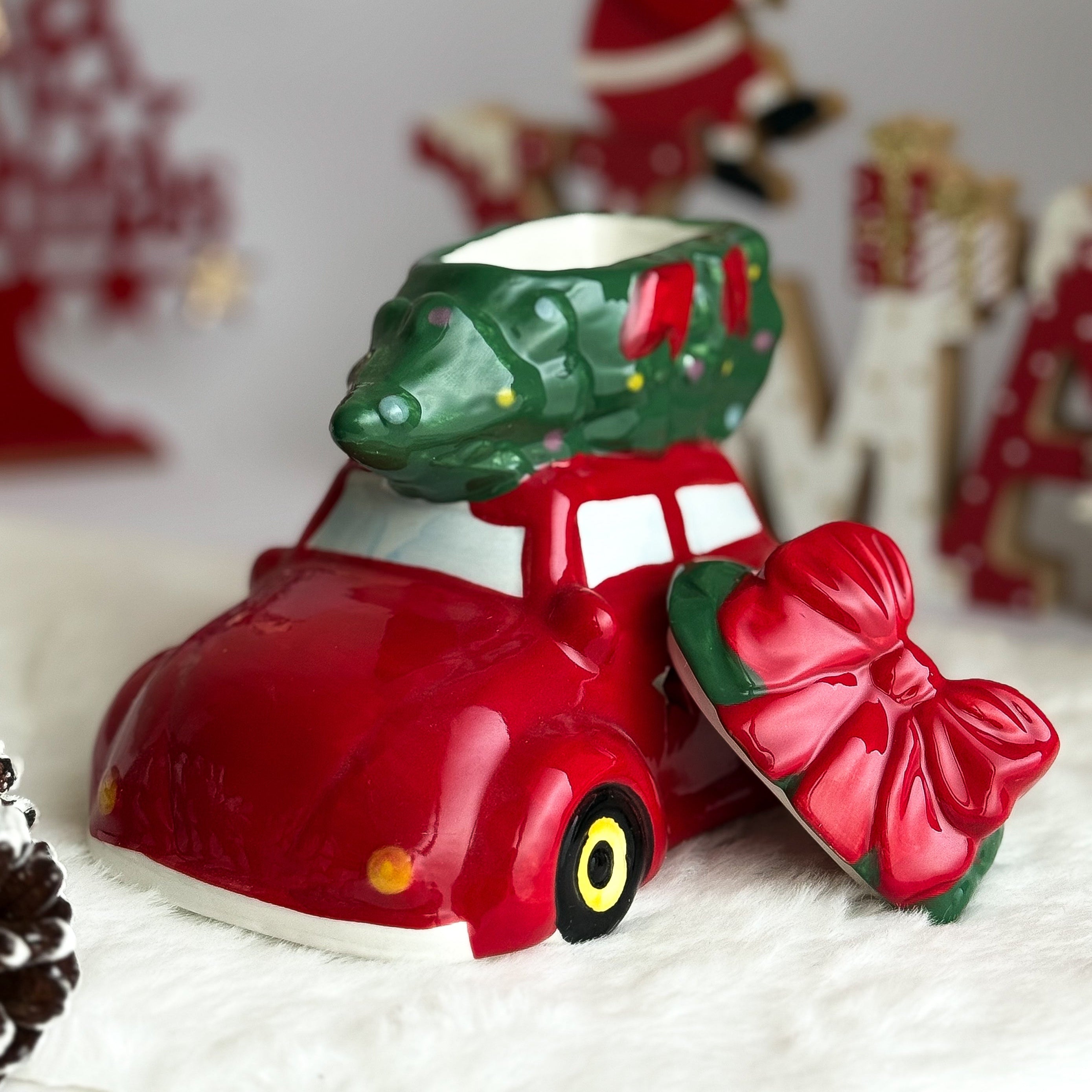 Χριστουγεννιάτικος Κεραμικός Αρωματιστής - Αυτοκίνητο με Έλατο