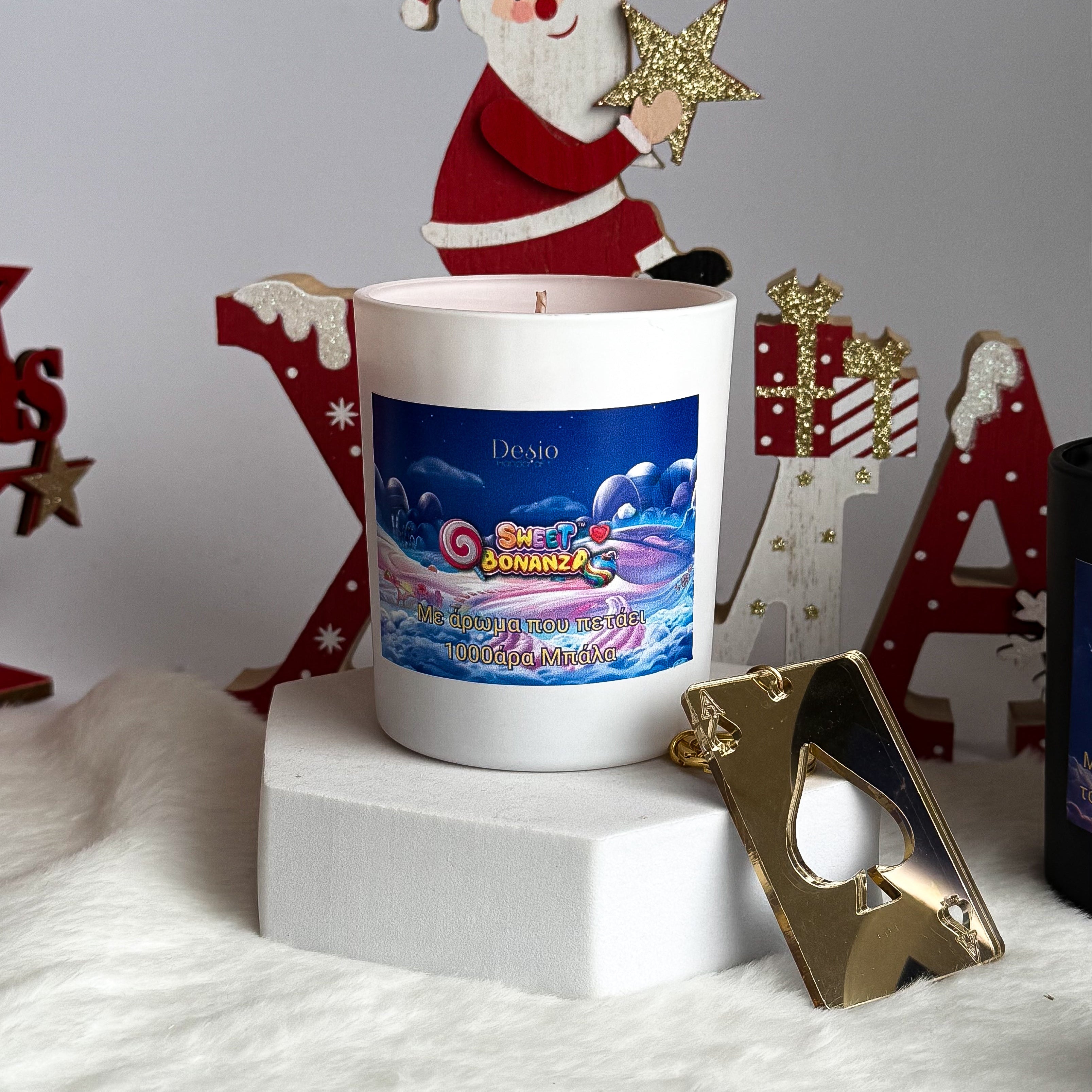 Χιουμοριστικό Κερί Secret Santa με Σχέδια Slot Games – Δώρο με Μπρελόκ