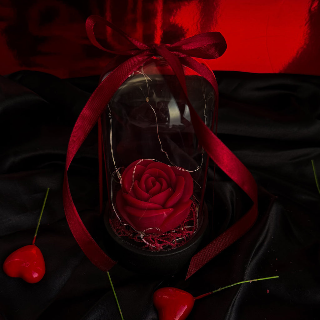 Κέρινο Τριαντάφυλλο σε Γυάλα με Φωτάκια – Forever Candle Rose Δώρο Αγίου Βαλεντίνου